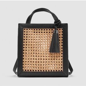 Zara mini wicker tote bag
